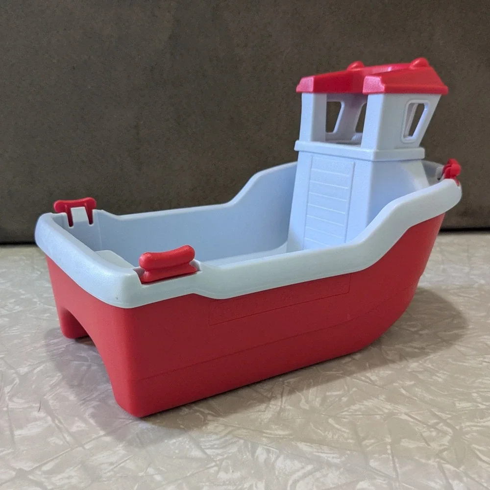 Green Toys Rescue Boat Red White Recycled Plastic Bath Water Toy Kids